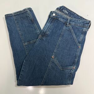 Old Navy OG Straight Jeans Women 18 High Rise Carpenter Seam Pockets Blue 36x27